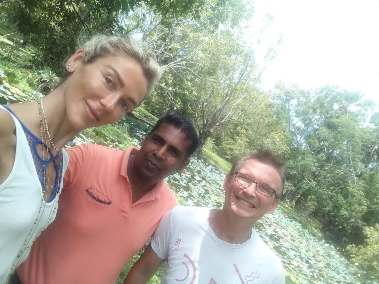 Group selfie near trees and water – nature experience private tour Sri Lanka